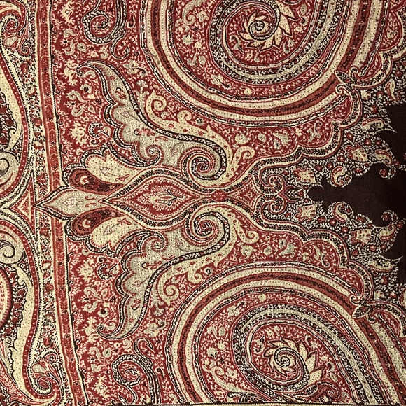 Ralph Lauren silk and wool 21" square scarf with paisley motif and brown back - Picture 3 of 3